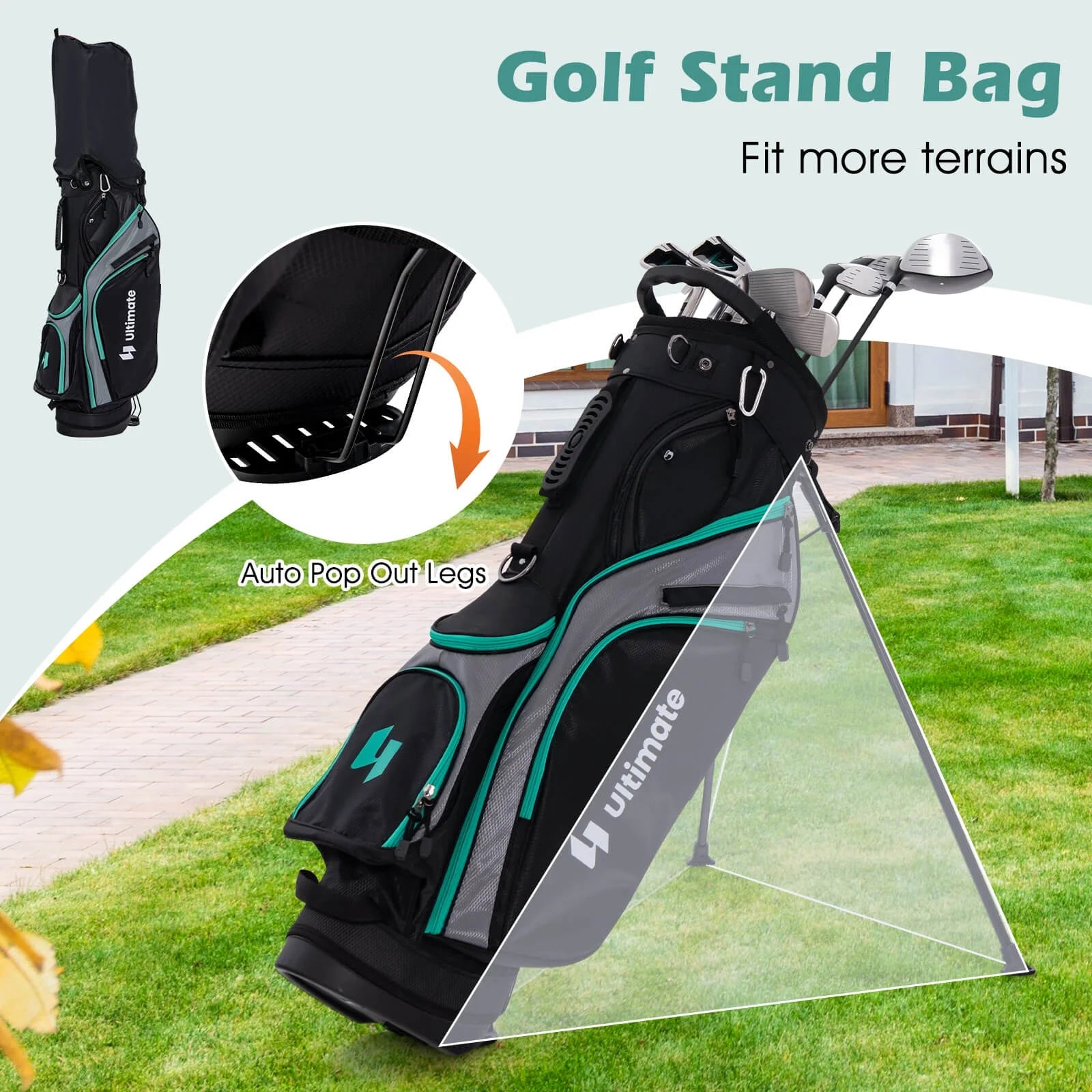 Ultimate Men'S Golf Complete Set with Rain Hood, 13 Pieces, Green