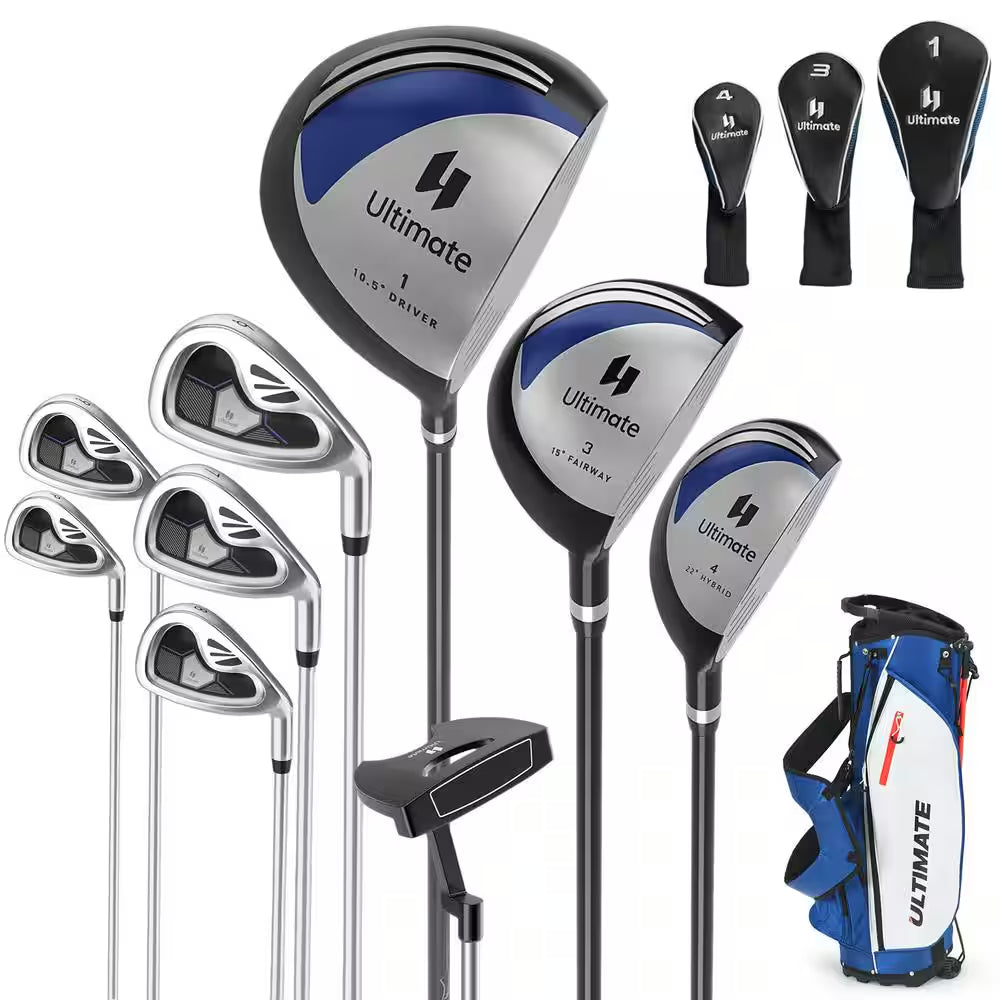 Men'S 9 Pieces Complete Golf Club Set Includes 460Cc Alloy Driver 3# Fairway Wood 4# Hybrid 6# 7# 8# 9# and P# Irons