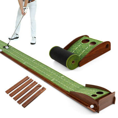 Golf Putting Mat Practice Training Aid with Auto Ball Return and
