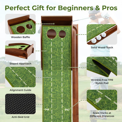 Golf Putting Mat Practice Training Aid with Auto Ball Return and
